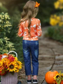 It's Pumpkin Season Patched Jeans Set -Kid's Apparel Sales FALL12SET21CAOTD 3