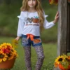 Peace, Love & Pumpkin Patched Denim Shorts & Legging Set