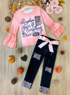 Pumpkin Spice & Everything Nice Patched Jeans Set -Kid's Apparel Sales FALL12SET24CAOLD 1