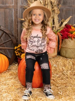 Pumpkin Spice & Everything Nice Patched Jeans Set