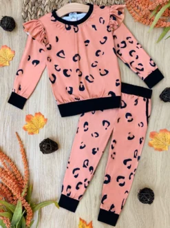 The Ruffled Leopard Loungewear Set -Kid's Apparel Sales FALL12SET28CAROB scaled