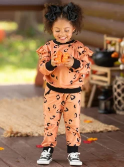 The Ruffled Leopard Loungewear Set -Kid's Apparel Sales FALL12SET28CAROB 5 scaled