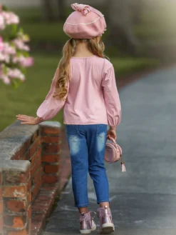 Charming Lace Sparkly Jeans Set -Kid's Apparel Sales FALL12SET36CAPDS 2