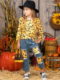 Golden Cub Ruffle Top & Patched Jeans Set -Kid's Apparel Sales FALL12SET38CAYLD 2 scaled