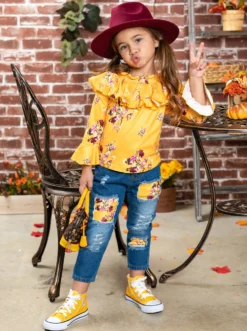 Bloom Girl Patched Jeans Set -Kid's Apparel Sales FALL12SET39CAYFD 11