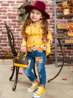 Bloom Girl Patched Jeans Set -Kid's Apparel Sales FALL12SET39CAYFD 20