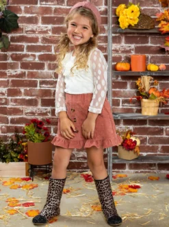 Swiss Dot Miss Velvet Skirt Set -Kid's Apparel Sales FALL12SET3CACM 3