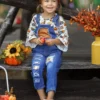 Sweet Pumpkin Sequin Patched Overall Set