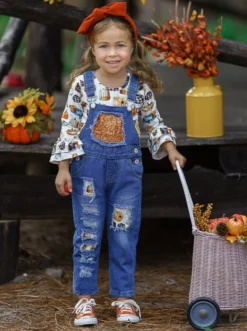 Sweet Pumpkin Sequin Patched Overall Set -Kid's Apparel Sales FALL12SET43CAPOD 8