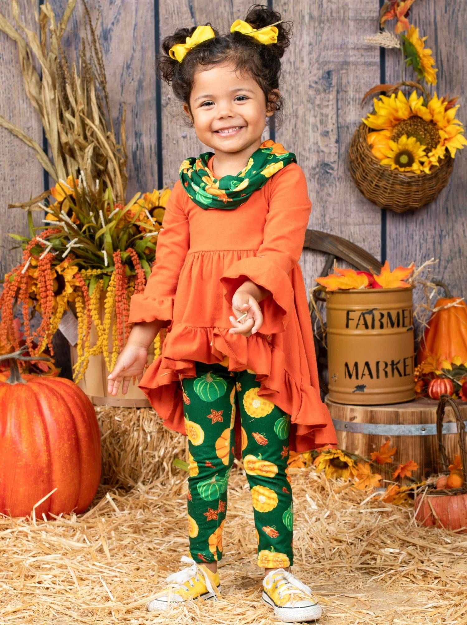 Pumpkin Season Hi-Lo Tunic, Leggings & Scarf Set 1 Pumpkin Season Hi-Lo Tunic, Leggings & Scarf Set