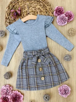 Preppy & Fab Top & Plaid Skirt Set