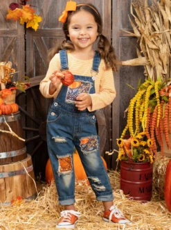 Autumn Vibes Patched Overall Jeans Set -Kid's Apparel Sales FALL12SET55CAYPO 13 scaled