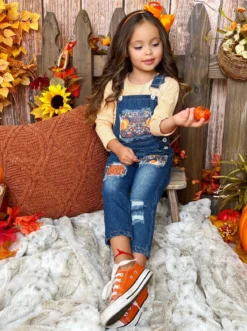 Autumn Vibes Patched Overall Jeans Set -Kid's Apparel Sales FALL12SET55CAYPO 4