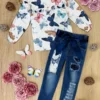 Reach For Butterflies Patched Jeans Set