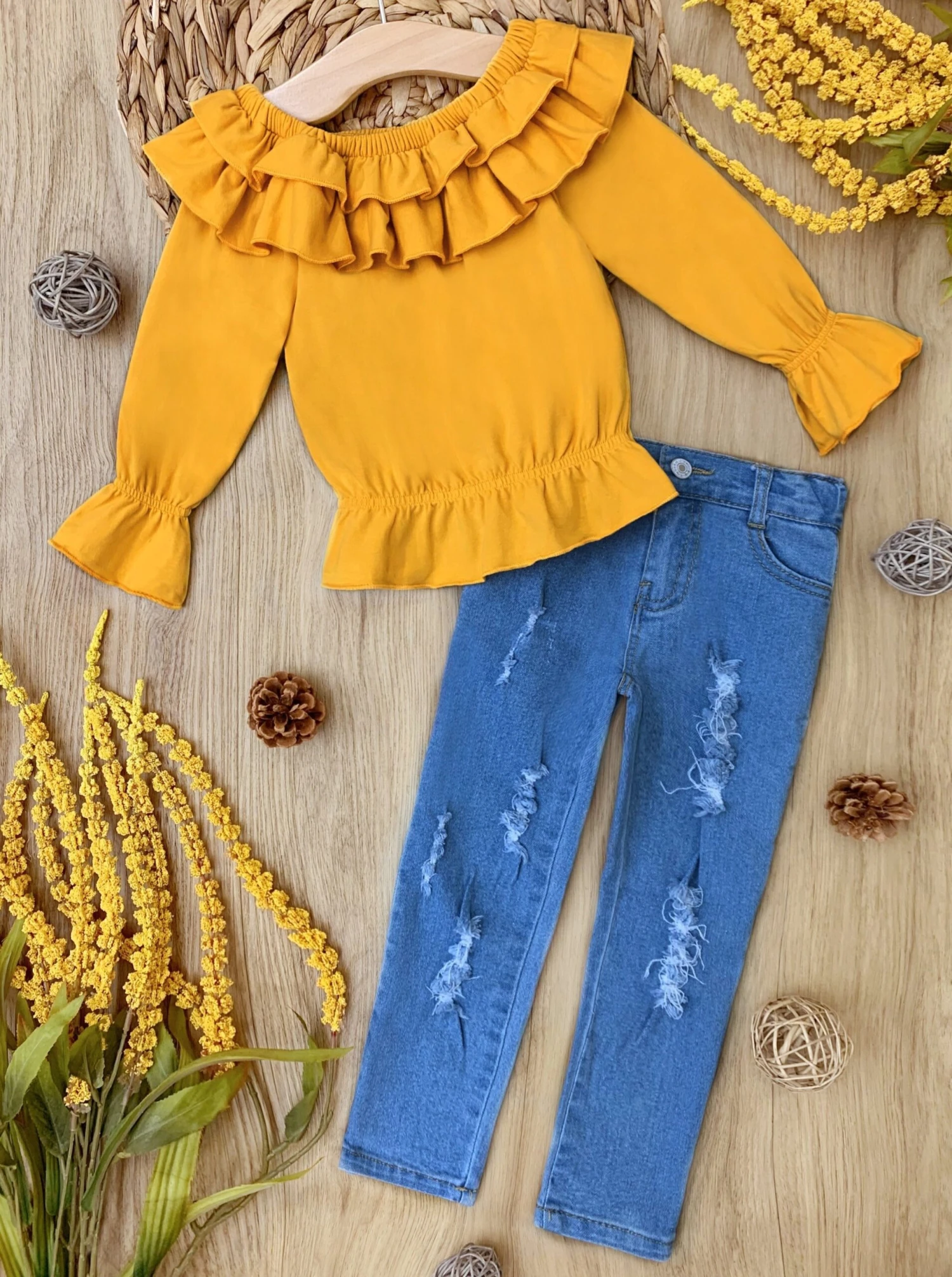 Don't Ruffle My Feathers Patched Jeans Set 2 Don't Ruffle My Feathers Patched Jeans Set - Image 2