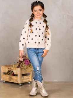 Fuzzy Fashionista Polka Dot Cardigan -Kid's Apparel Sales FALL20CPOUT5IB 2