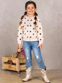 Fuzzy Fashionista Polka Dot Cardigan -Kid's Apparel Sales FALL20CPOUT5IB 4