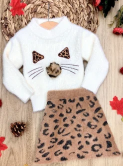 Feline Fierce Sweater & Leopard Skirt Set -Kid's Apparel Sales FALL20CPSET4CL scaled