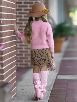Feline Fierce Sweater & Leopard Skirt Set -Kid's Apparel Sales FALL20CPSET4PL 2