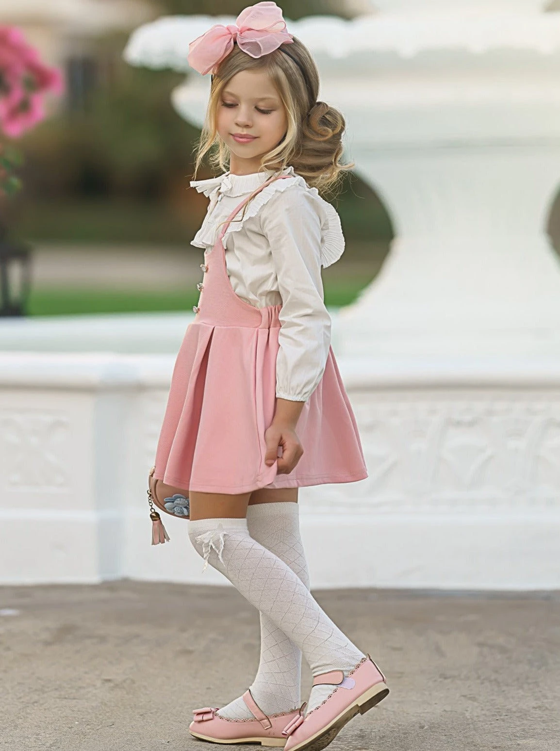 Little Miss Elegant Blouse & Overall Dress Set 4 Little Miss Elegant Blouse & Overall Dress Set - Image 4