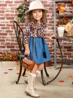 Fierce & Fab Leopard Denim Dress