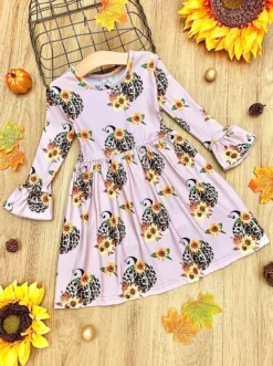 Pretty In Pumpkin Pleated Dress -Kid's Apparel Sales FALL20DR1CALPS