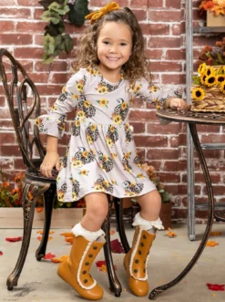 Pretty In Pumpkin Pleated Dress