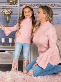 Mommy & Me Boho Sleeve Turtleneck Sweater