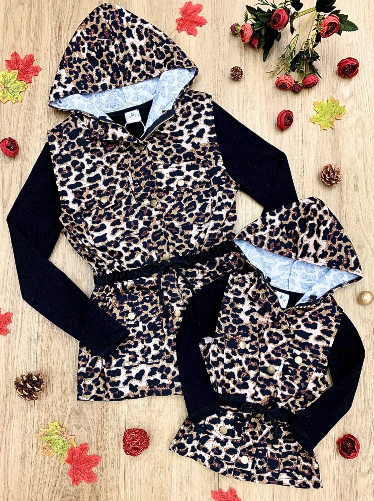 Mommy & Me Top & Leopard Hoodie Vest Set 4 Mommy & Me Top & Leopard Hoodie Vest Set - Image 4