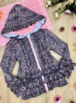 Fashion Snakement Tiered Ruffled Hoodie