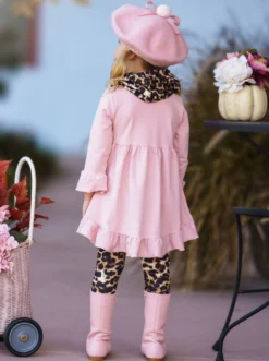 Pretty Pink Tunic, Leopard Legging & Scarf Set -Kid's Apparel Sales FALL20SET2CAPBL 4