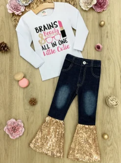 Brains & Beauty Sequin Bell Bottom Jean Set 18 Brains & Beauty Sequin Bell Bottom Jean Set -Kid's Apparel Sales FALL20SET40CAWDG scaled