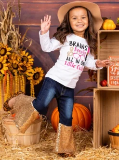 Brains & Beauty Sequin Bell Bottom Jean Set 16 Brains & Beauty Sequin Bell Bottom Jean Set -Kid's Apparel Sales FALL20SET40CAWDG 2