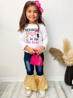 Brains & Beauty Sequin Bell Bottom Jean Set 15 Brains & Beauty Sequin Bell Bottom Jean Set -Kid's Apparel Sales FALL20SET40CAWDG 4 scaled