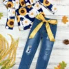 My Lucky Flower Patched Jeans Set