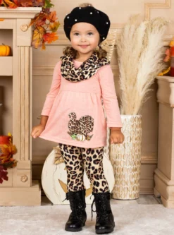 Wild Turkey Tunic, Leopard Leggings & Scarf Set