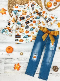 Get Pumped Patched Jeans Set -Kid's Apparel Sales FALL20SET67CAWPD