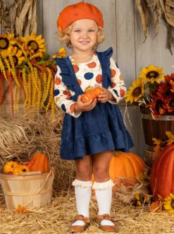 Precious Pumpkin Velvet Overall Skirt Set 7 Precious Pumpkin Velvet Overall Skirt Set -Kid's Apparel Sales FALL20SET9CANCP 3