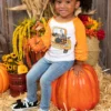 Pumpkin Pick-Up Ruffle Cuff Raglan Top