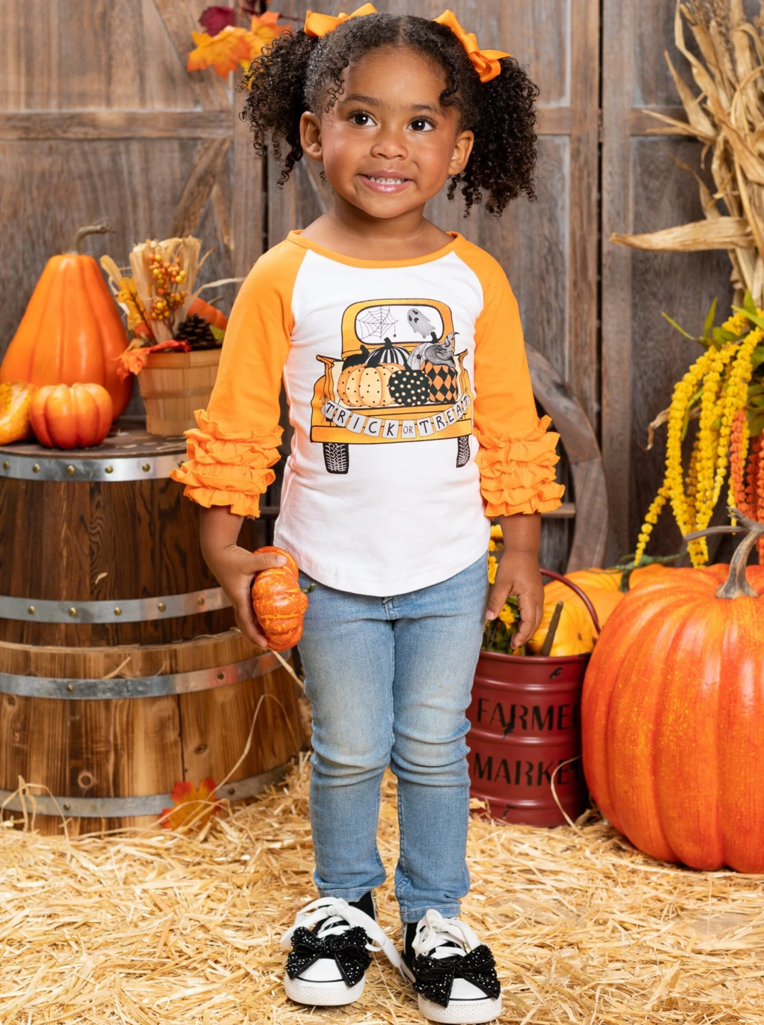Pumpkin Pick-Up Ruffle Cuff Raglan Top 2 Pumpkin Pick-Up Ruffle Cuff Raglan Top - Image 2