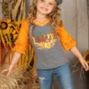 Love Fall Front Cross Raglan Top