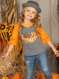 Love Fall Front Cross Raglan Top
