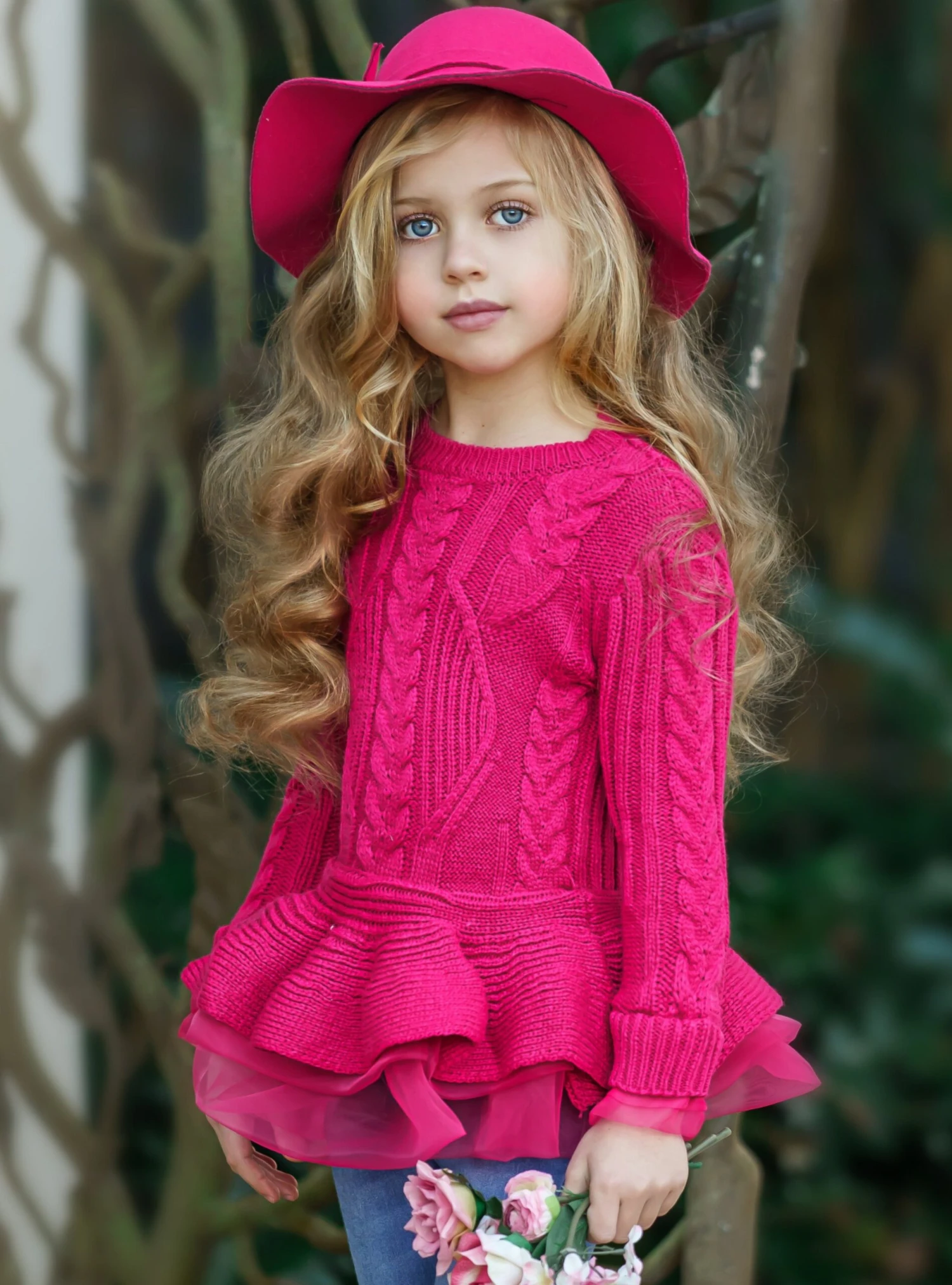 Cute As Pie Hot Pink Cable Knit Tutu Sweater 2 Cute As Pie Hot Pink Cable Knit Tutu Sweater - Image 2