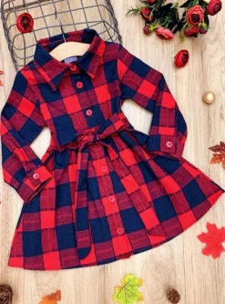 So Glad For Plaid Belted Dress
