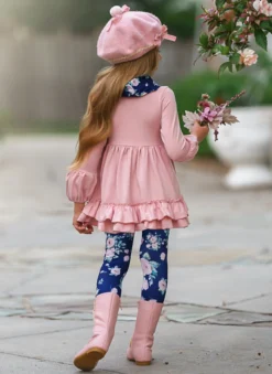 Bloom Like Me Ruffle Tunic, Floral Leggings & Scarf Set -Kid's Apparel Sales FALL91SET20CAPGF 1