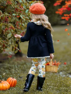 Pumpkin Picking Tunic, Legging & Scarf Set -Kid's Apparel Sales FALL91SET22CABCP 2