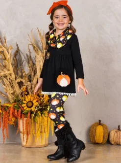 The Gourd Life Tunic, Leggings & Scarf Set -Kid's Apparel Sales FALL91SET23CABOY 6