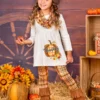 Thankful Pumpkin Tunic, Plaid Leggings & Scarf Set