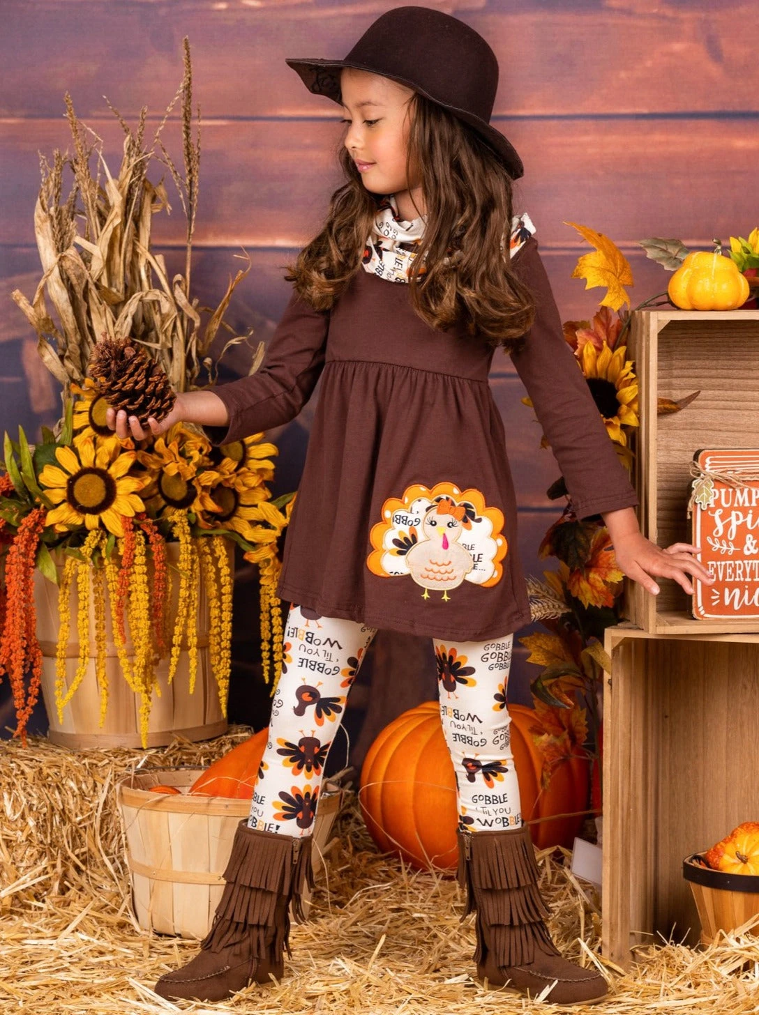 Gobble 'Til You Wobble Tunic, Legging & Scarf Set 3 Gobble 'Til You Wobble Tunic, Legging & Scarf Set - Image 3