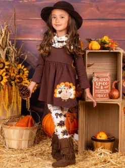 Gobble 'Til You Wobble Tunic, Legging & Scarf Set